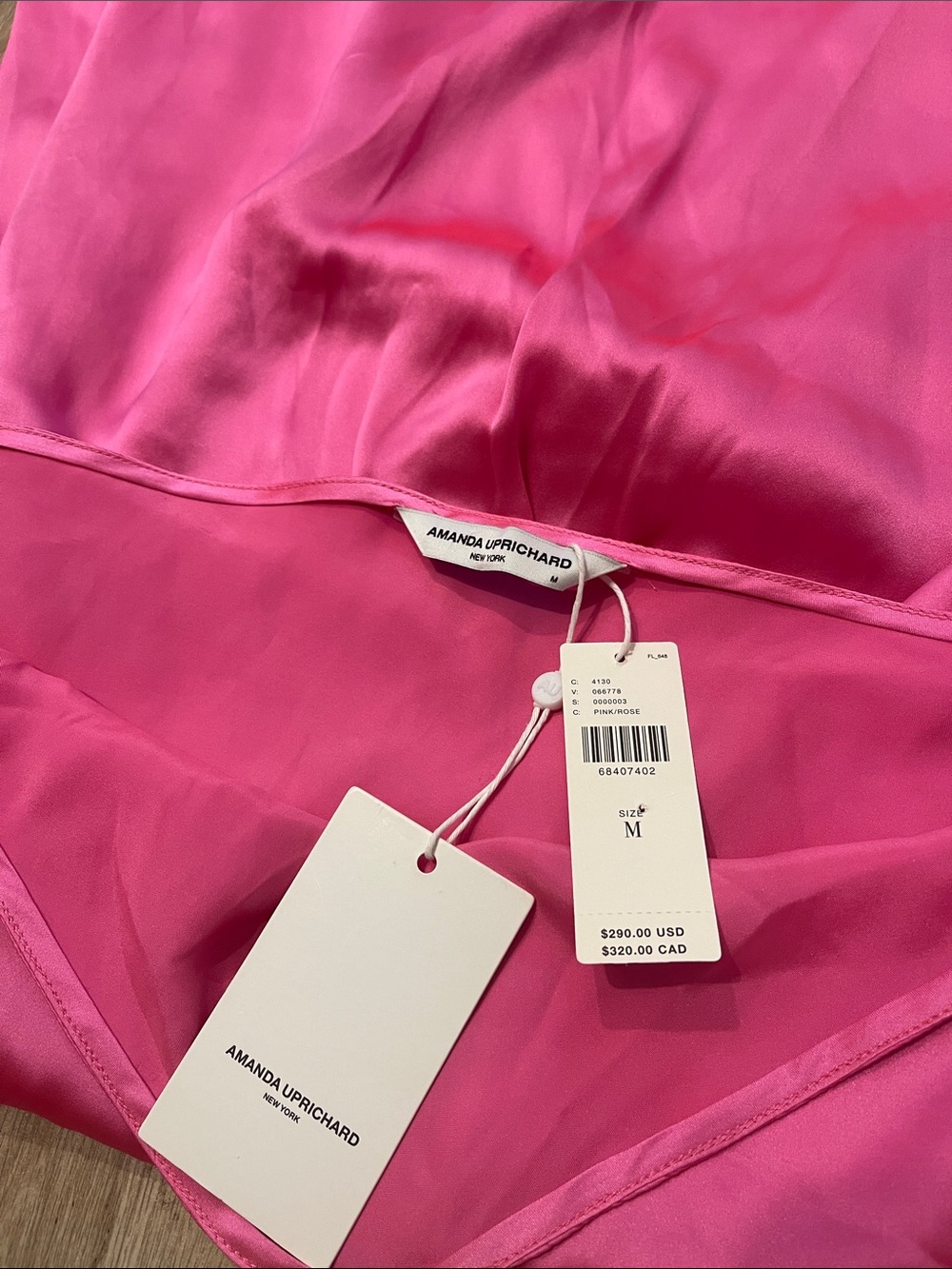 NWT Amanda Uprichard Marrone Silk Halter Mini Dress Pink Rose Ribbon Sz M - Picture 10 of 13